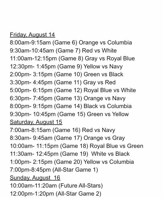 Main Camp Official Rules and Schedule
